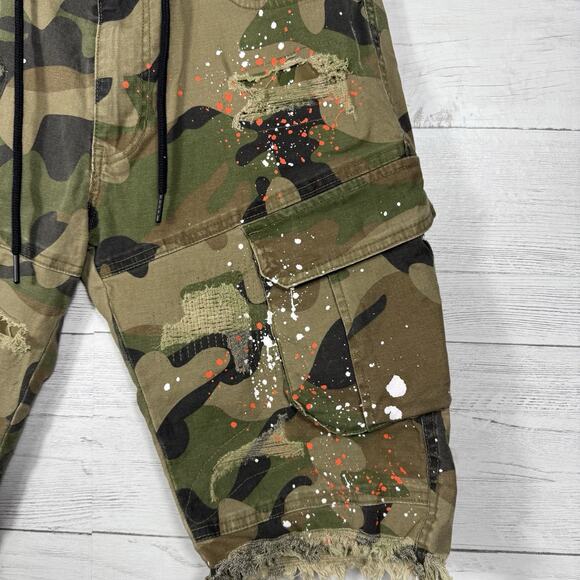 Smoke Rise Denim Co. Mens size 34 Camo paint splatter distressed shorts 82930 - Picture 2 of 8